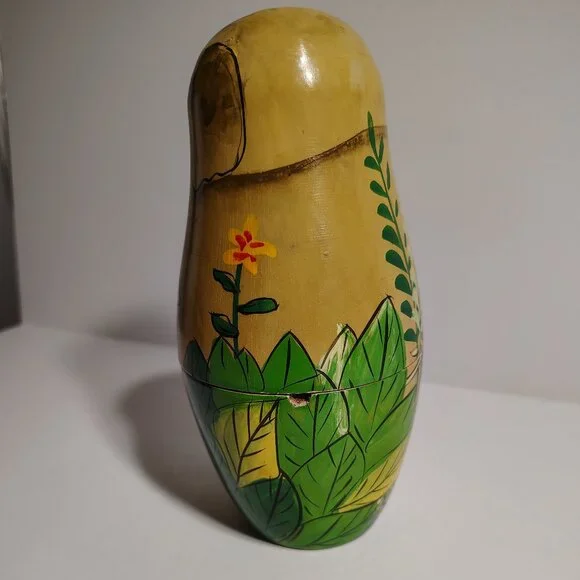 Jungle Nesting Dolls wild animal elephant rhino bear Wood Set Unique Home Decor - Picture 7 of 9